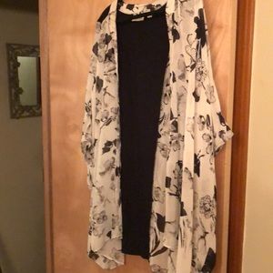 Two tone blouse cardigan